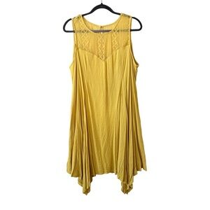 Torrid Sleeveless Yellow Lace Sleeveless Asymetrical Casual Midi Dress SZ 2